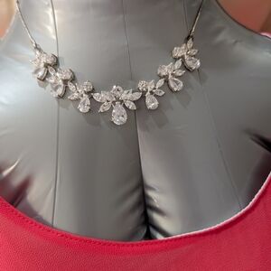 Sparkling Vintage Silver Necklace with Crystal Accents